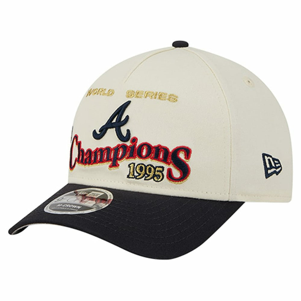 Atlanta Braves New Era World Series 9FORTY M-Crown Adjustable Hat - Cream/Navy Hats