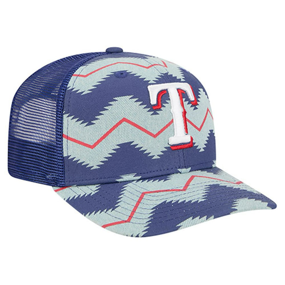 Texas Rangers New Era Aztec Denim 9SEVENTY Adjustable Hat - Denim/Royal Hats