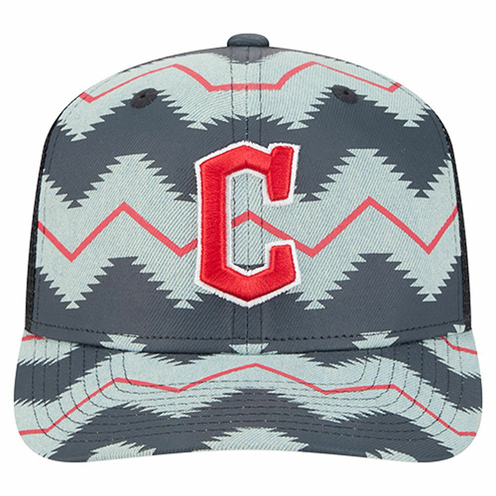 Cleveland Guardians New Era Aztec Denim 9SEVENTY Adjustable Hat - Denim/Navy Hats