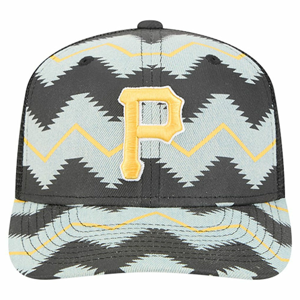 Pittsburgh Pirates New Era Aztec Denim 9SEVENTY Adjustable Hat - Denim/Black Hats