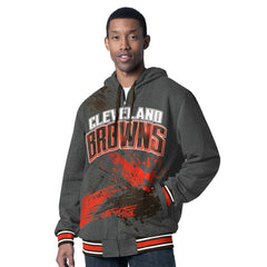 Cleveland Browns G-III Sports by Carl Banks Dual Threat Reversable Full-Zip Hooded Jacket Brown/Charcoal