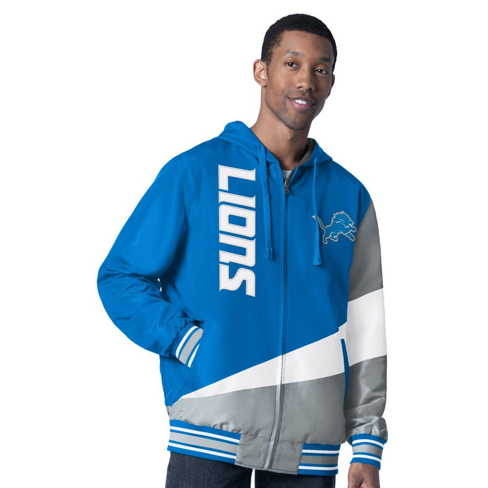 Detroit Lions G-III Sports by Carl Banks Dual Threat Reversable Full-Zip Hooded Jacket Blue/Charcoal