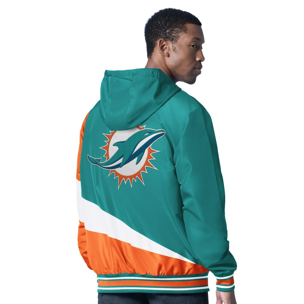 Miami Dolphins G-III Sports by Carl Banks Dual Threat Reversable Full-Zip Hooded Jacket Aqua/Charcoal