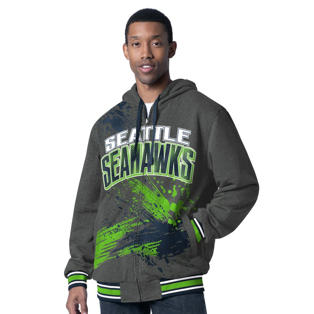 Seattle Seahawks G-III Sports by Carl Banks Dual Threat Reversable Full-Zip Hooded Jacket College Navy/Charcoal