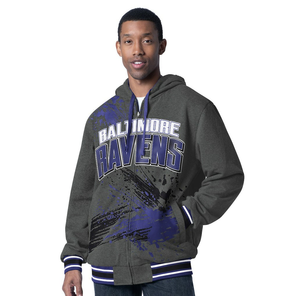 Baltimore Ravens G-III Sports by Carl Banks Dual Threat Reversable Full-Zip Hooded Jacket Purple/Charcoal