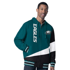 Philadelphia Eagles G-III Sports by Carl Banks Dual Threat Reversable Full-Zip Hooded Jacket Midnight Green/Charcoal
