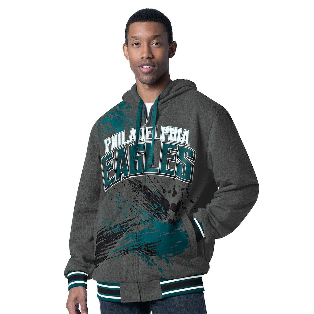 Philadelphia Eagles G-III Sports by Carl Banks Dual Threat Reversable Full-Zip Hooded Jacket Midnight Green/Charcoal
