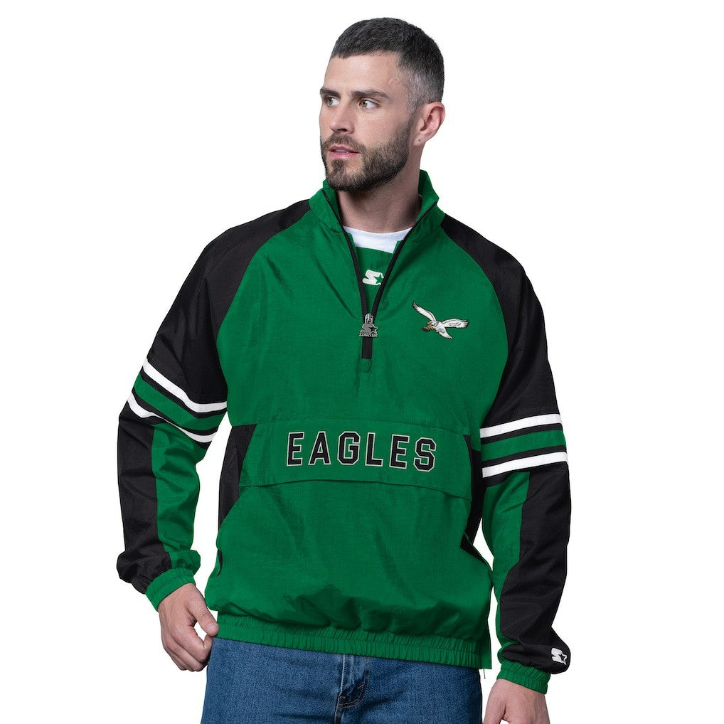 Philadelphia Eagles Starter Vintage Logo Prospect Half-Zip Pullover Kelly Green