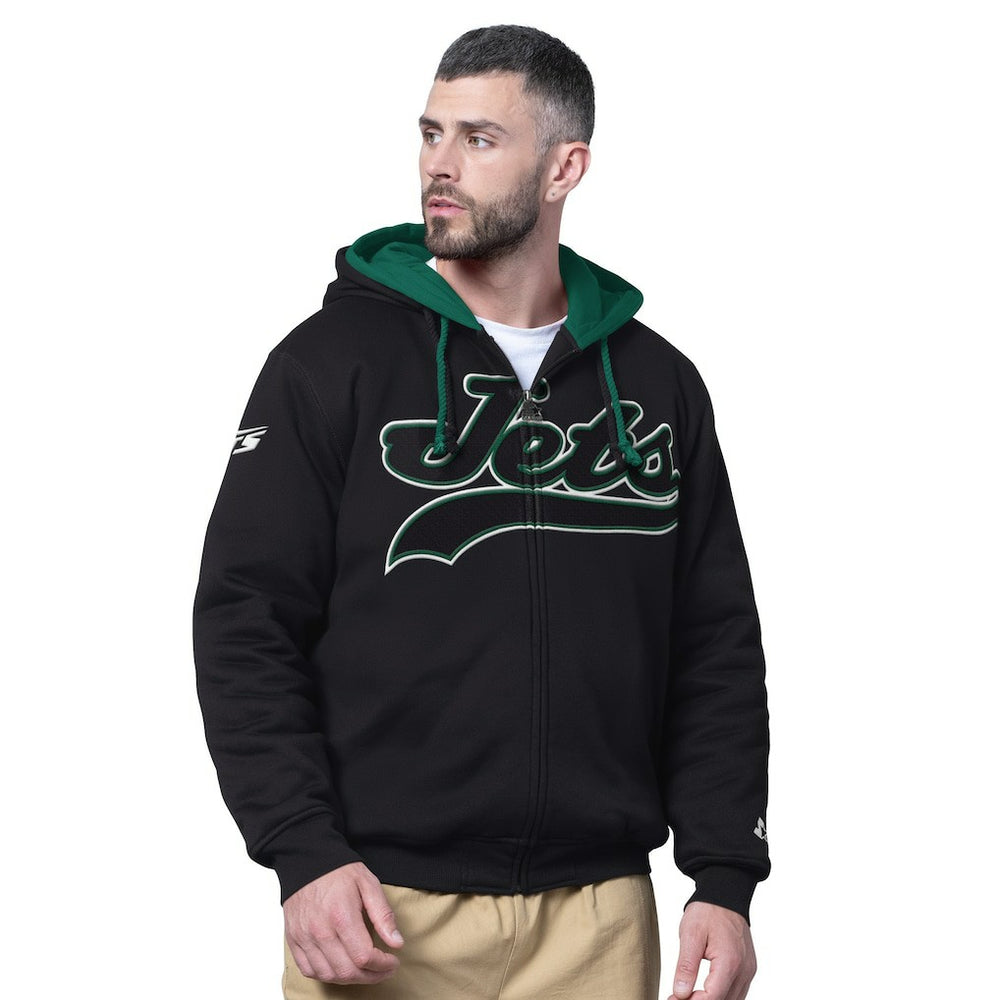 New York Jets Starter Big Shot Full-Zip Double Hoodie Black
