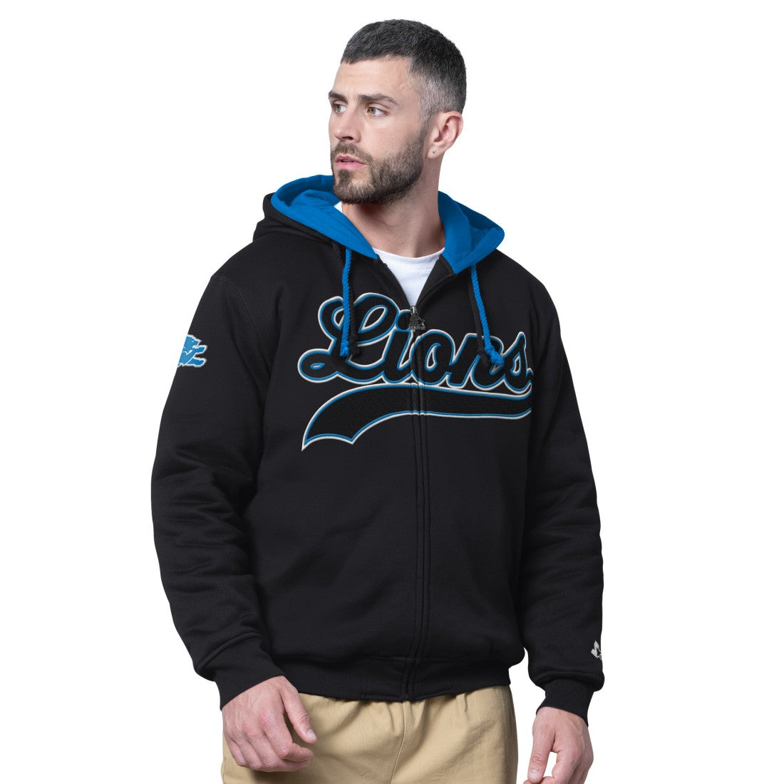 Detroit Lions Starter Big Shot Full-Zip Double Hoodie Black