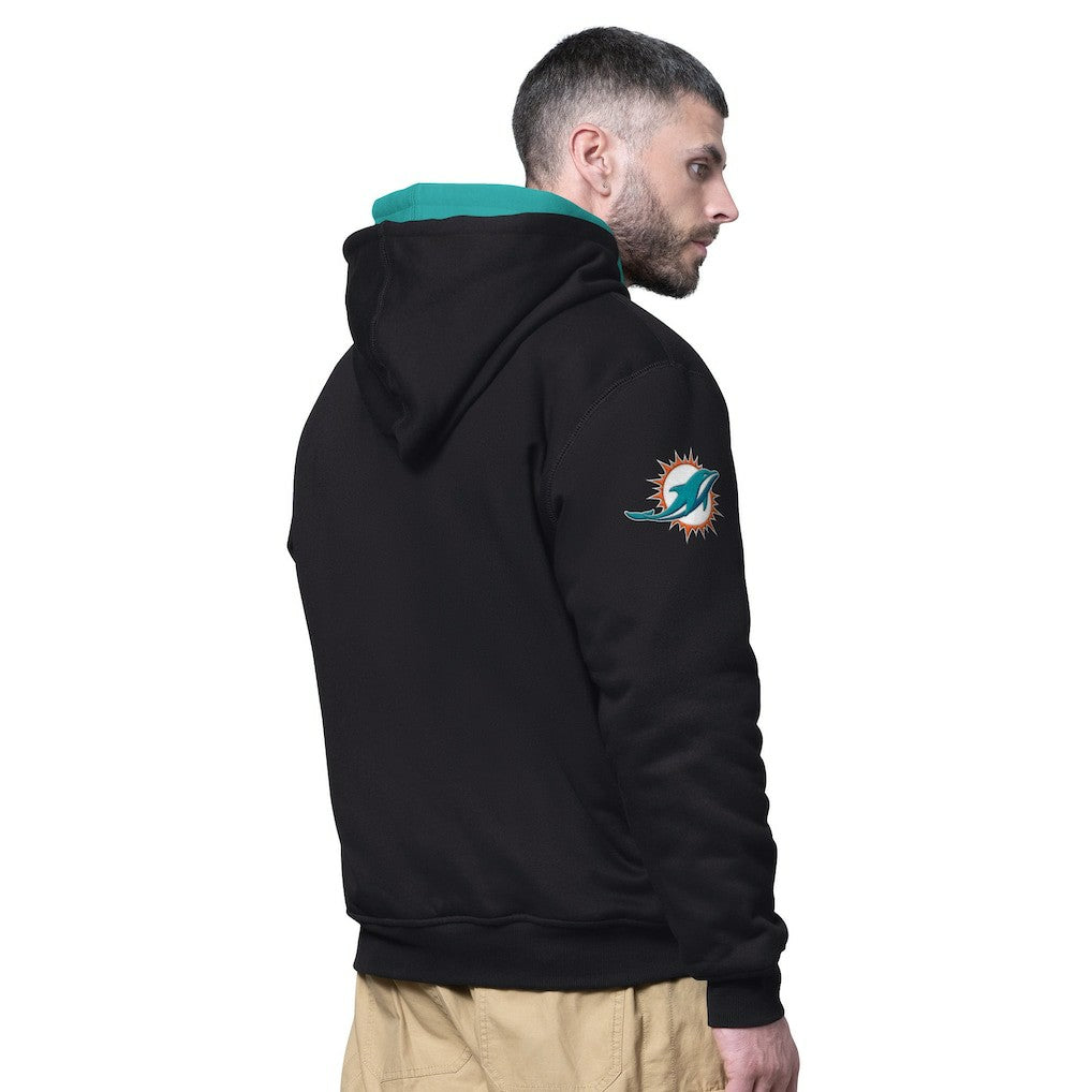 Miami Dolphins Starter Big Shot Full-Zip Double Hoodie Black