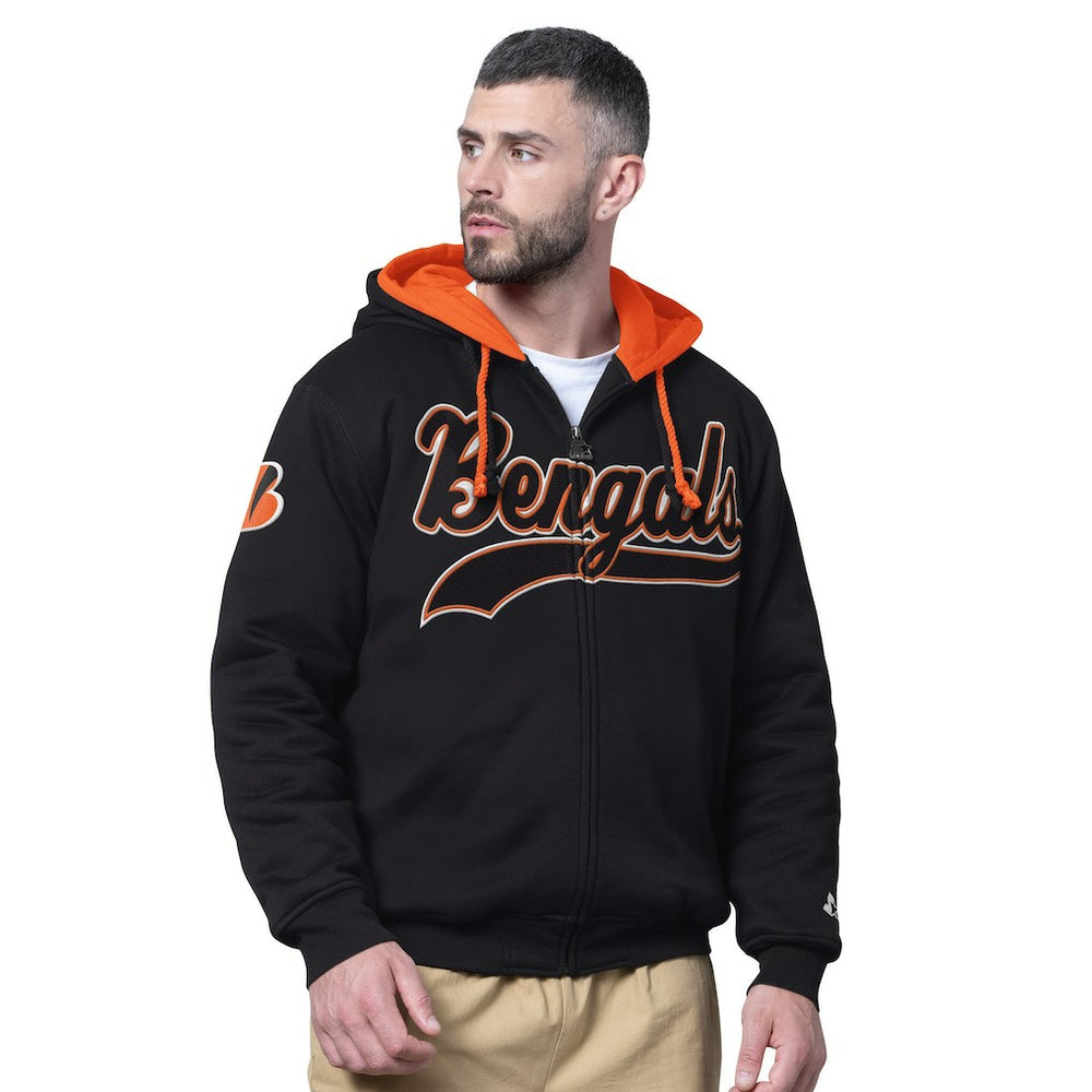 Cincinnati Bengals Starter Big Shot Full-Zip Double Hoodie Black