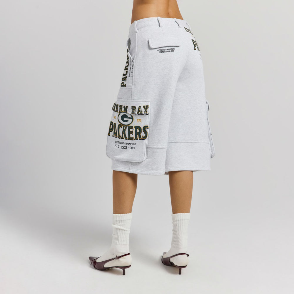Green Bay Packers Off Season x NFL Women's Fleece Cargo Shorts Heather Gray