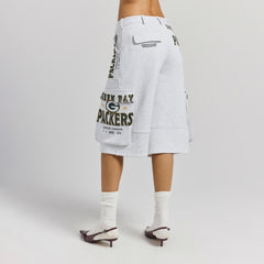 Green Bay Packers Off Season x NFL Women's Fleece Cargo Shorts Heather Gray