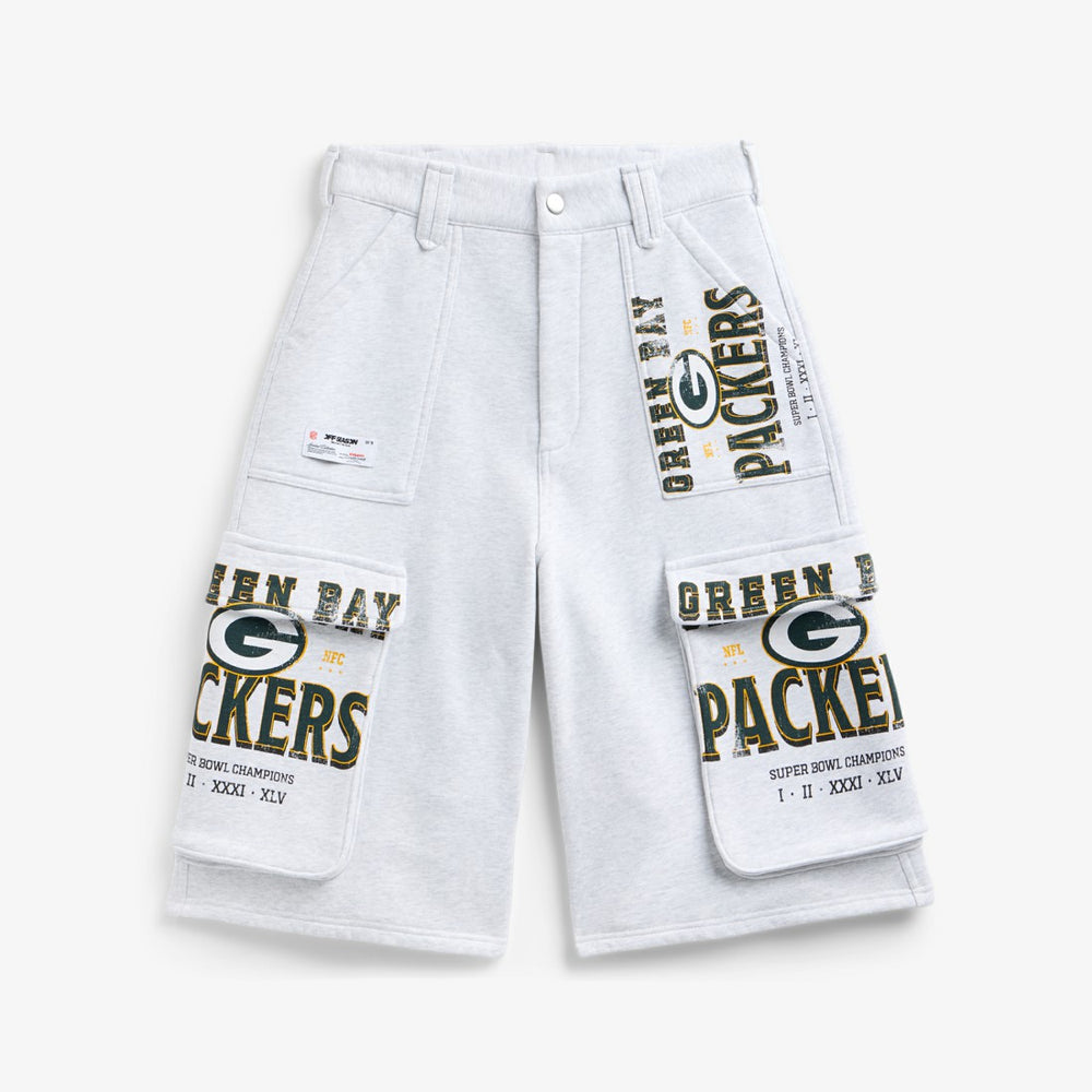 Green Bay Packers Off Season x NFL Women's Fleece Cargo Shorts Heather Gray