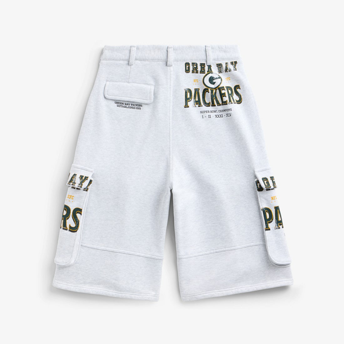 Green Bay Packers Off Season x NFL Women's Fleece Cargo Shorts Heather Gray