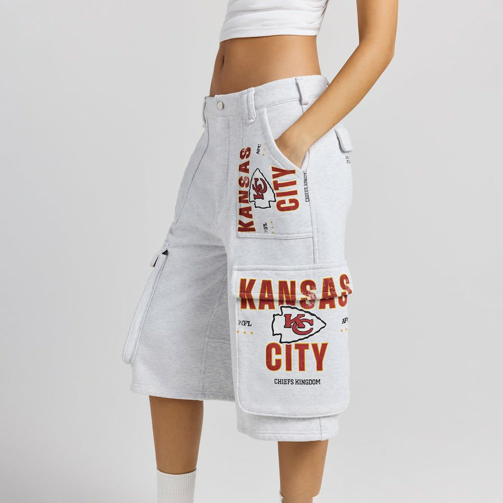 Kansas City Chiefs Off Season x NFL Women's Fleece Cargo Shorts Heather Gray