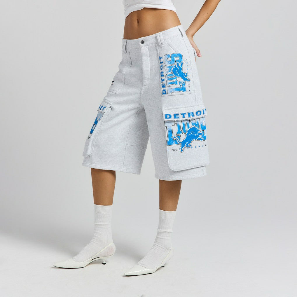 Detroit Lions Off Season x NFL Women's Fleece Cargo Shorts Heather Gray