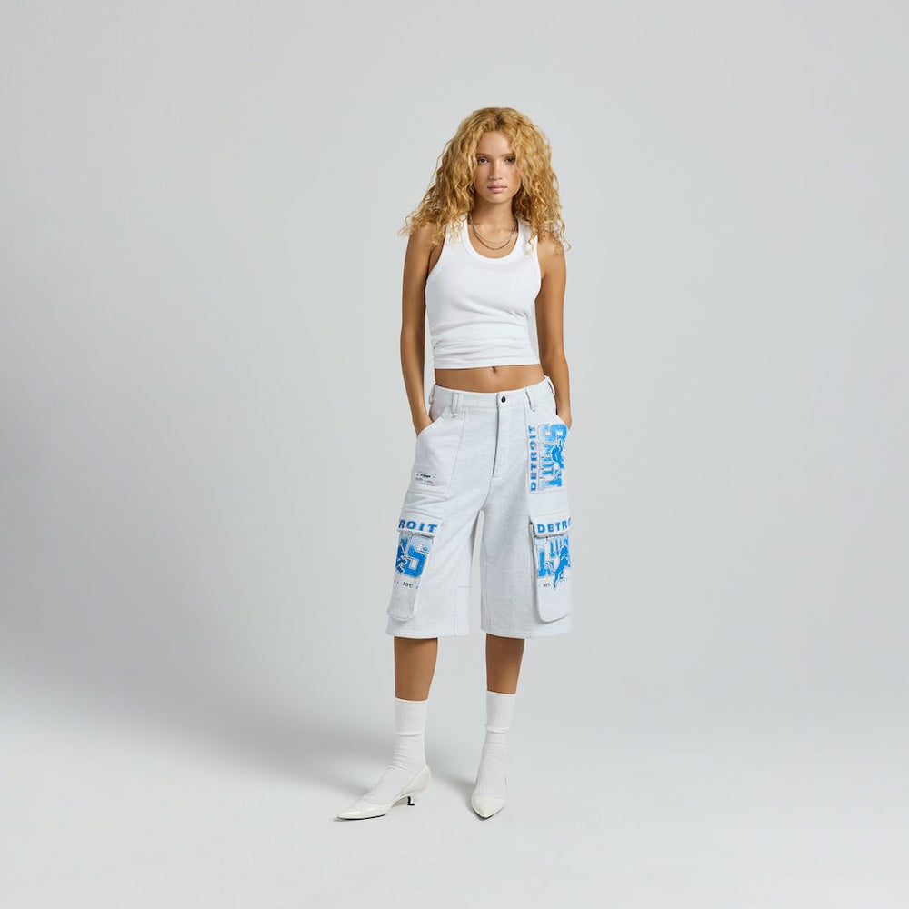 Detroit Lions Off Season x NFL Women's Fleece Cargo Shorts Heather Gray