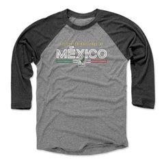 Mexico National Team 500 Level Inline 3/4-Sleeve Tri-Blend Baseball T-Shirt Black/Heather Gray