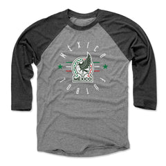 Mexico National Team 500 Level Unisex Futbol Raglan 3/4-Sleeve Baseball T-Shirt Black/Heather Gray sale