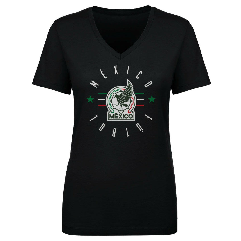 Mexico National Team 500 Level Women's Futbol V-Neck T-Shirt Black shop