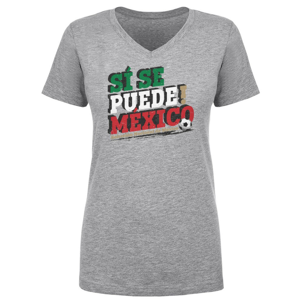 Mexico National Team 500 Level Women's Si Se Puede V-Neck T-Shirt Heather Gray shop