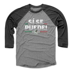 Mexico National Team 500 Level Unisex Si Se Puede Raglan 3/4-Sleeve Baseball T-Shirt Black/Heather Gray shop