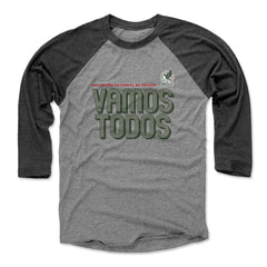 Mexico National Team 500 Level Vamos Todos Inline Bold 3/4-Sleeve Tri-Blend Baseball T-Shirt Heather Gray/Black sale