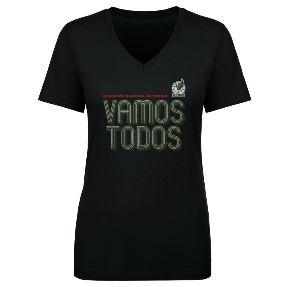 Mexico National Team 500 Level Women's Vamos Todos Inline Bold V-Neck T-Shirt Black sale