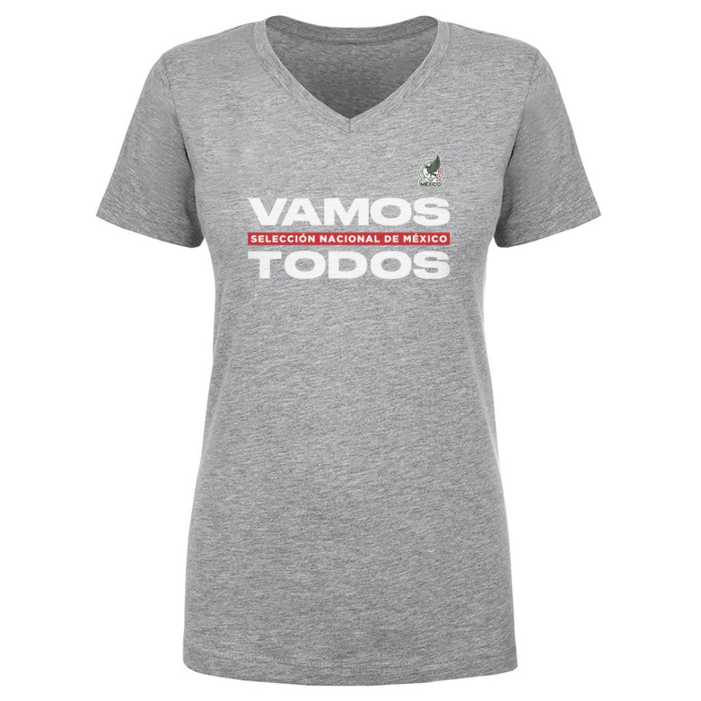 Mexico National Team 500 Level Women's Vamos Todos V-Neck T-Shirt Heather Gray sale