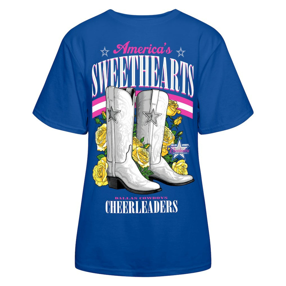 Dallas Cowboys Cheerleaders Women's Sweetheart Boots T-Shirt Royal