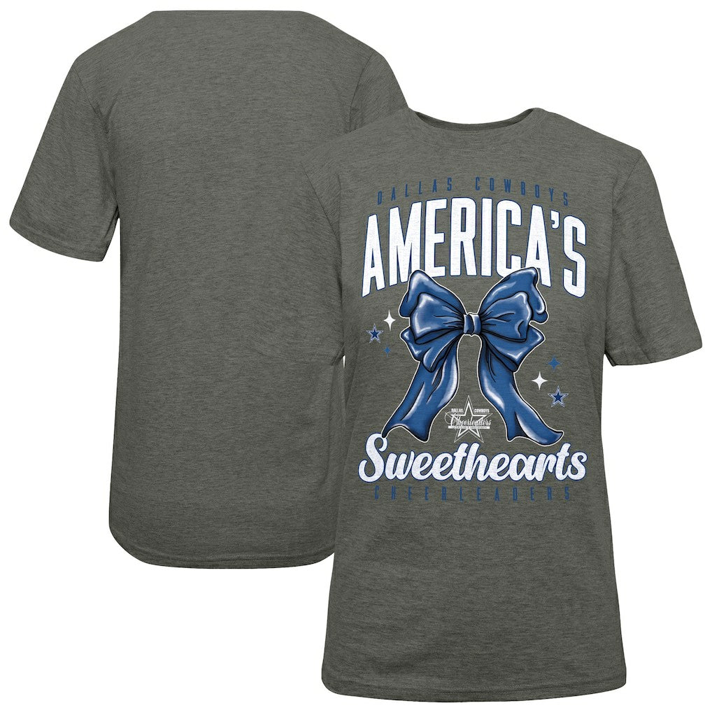 Dallas Cowboys Cheerleaders Women's Sweetheart Bow T-Shirt Gray