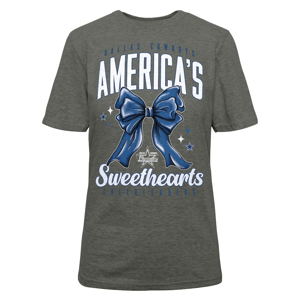 Dallas Cowboys Cheerleaders Women's Sweetheart Bow T-Shirt Gray