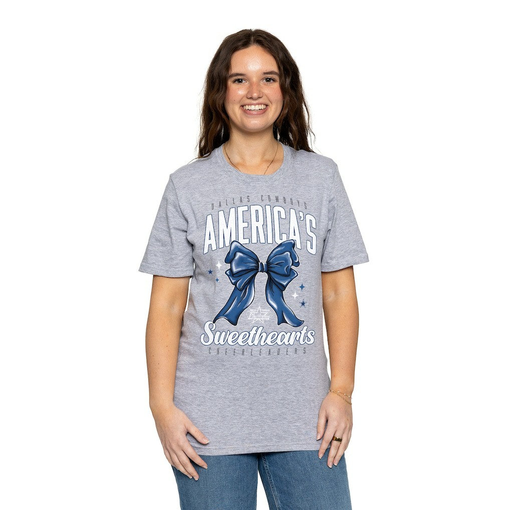 Dallas Cowboys Cheerleaders Women's Sweetheart Bow T-Shirt Gray