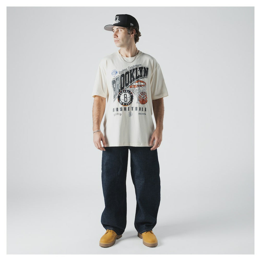 Brooklyn Nets Oversized City Edition Remix Vintage T-Shirt Cream