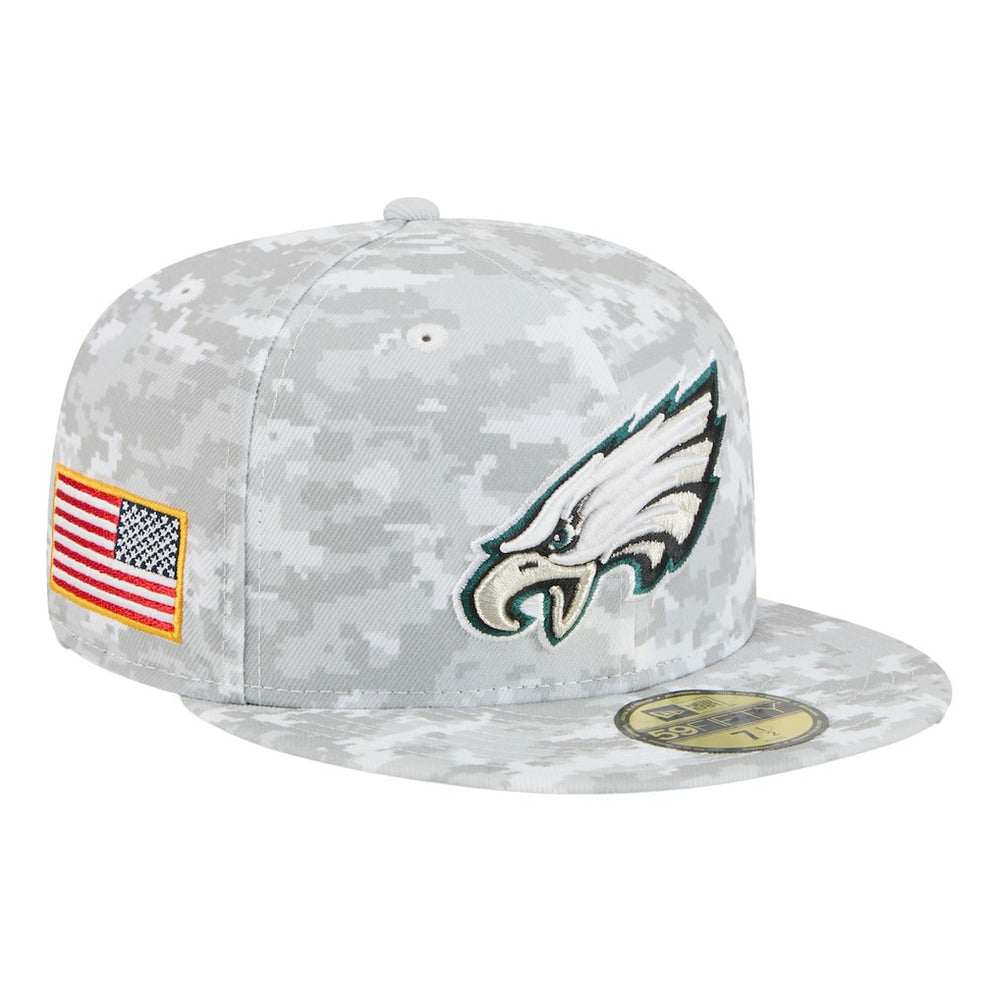 Philadelphia Eagles New Era 2025 Salute to Service Fan Pack 59FIFTY Fitted Hat White
