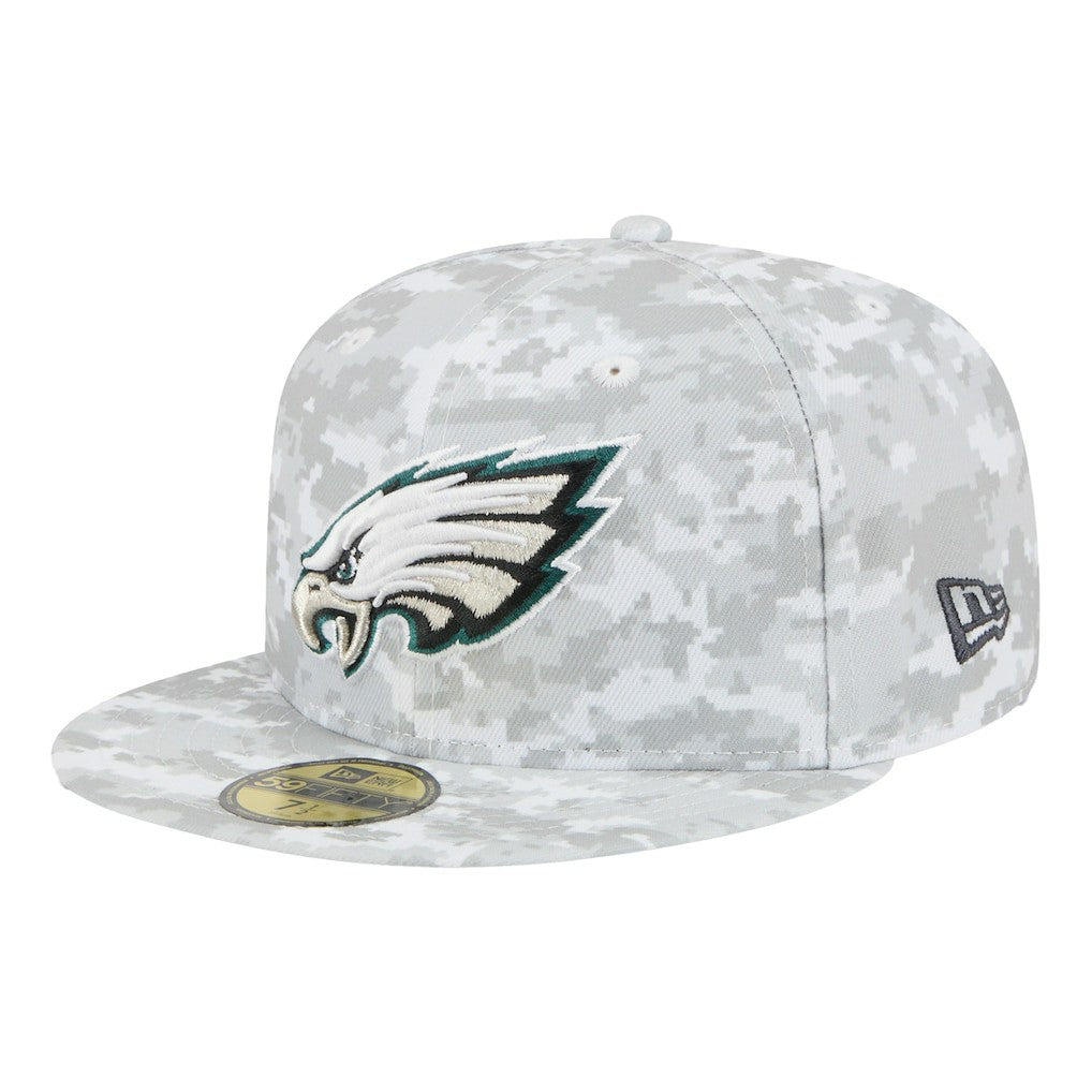 Philadelphia Eagles New Era 2025 Salute to Service Fan Pack 59FIFTY Fitted Hat White