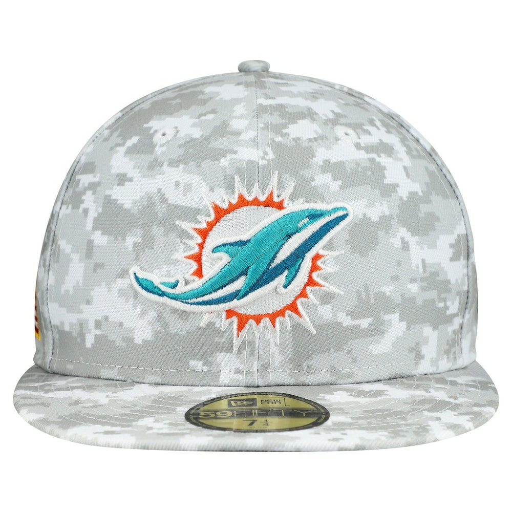 Miami Dolphins New Era 2025 Salute to Service Fan Pack 59FIFTY Fitted Hat White