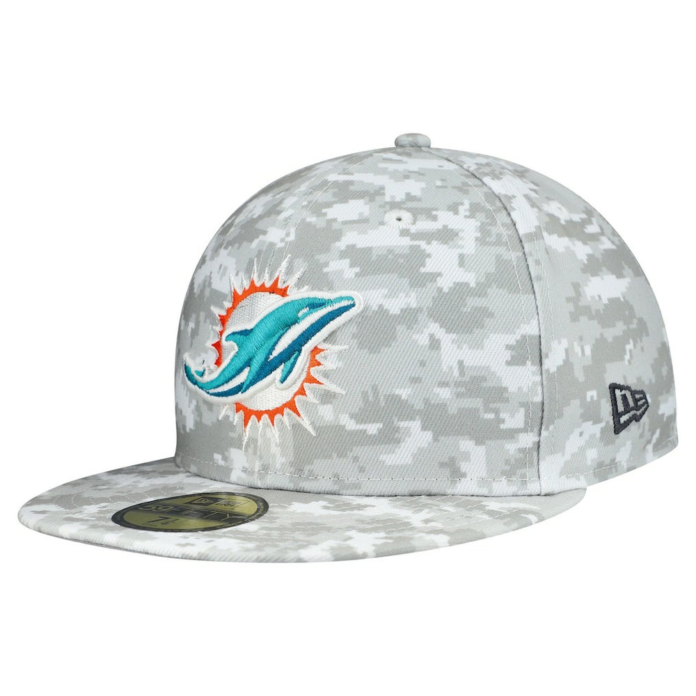 Miami Dolphins New Era 2025 Salute to Service Fan Pack 59FIFTY Fitted Hat White
