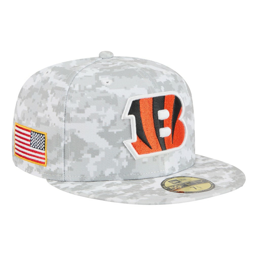 Cincinnati Bengals New Era 2025 Salute to Service Fan Pack 59FIFTY Fitted Hat White