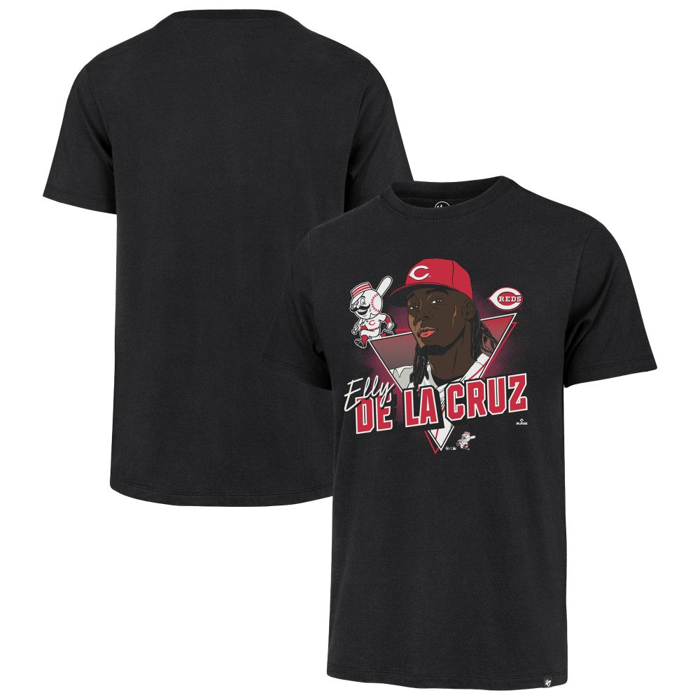 Elly De La Cruz Cincinnati Reds '47 Player Caricature Franklin T-Shirt - Black T-shirts