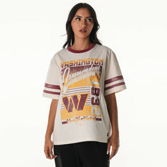 Washington Commanders The Wild Collective Women's Vintage Drop Shoulder Oversized Boyfriend T-Shirt Cream