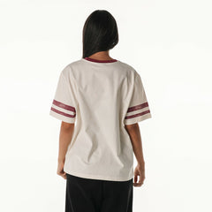 Washington Commanders The Wild Collective Women's Vintage Drop Shoulder Oversized Boyfriend T-Shirt Cream