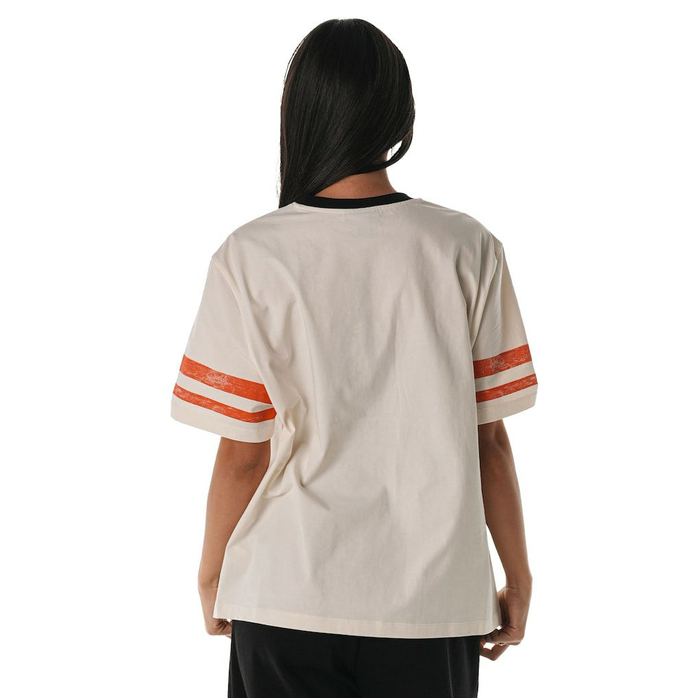 Cincinnati Bengals The Wild Collective Women's Vintage Drop Shoulder Oversized Boyfriend T-Shirt Cream