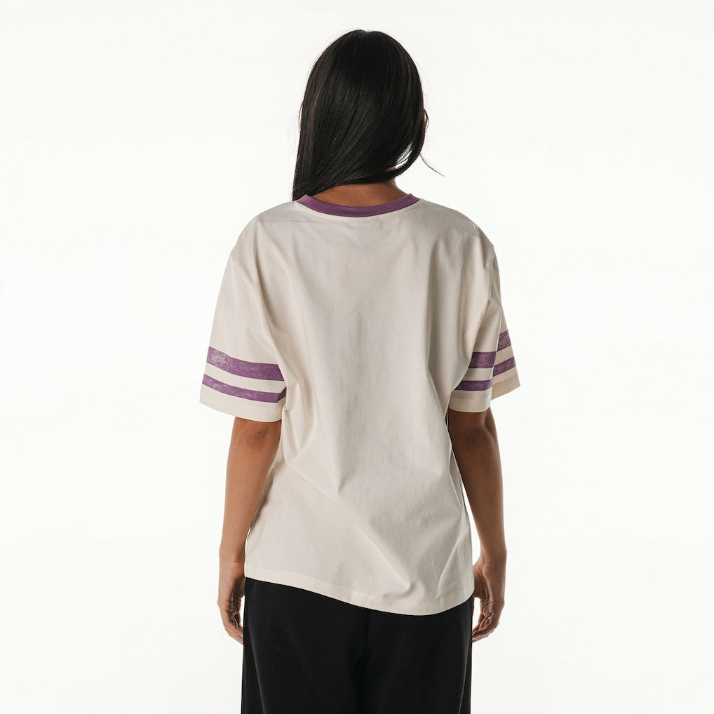Minnesota Vikings The Wild Collective Women's Vintage Drop Shoulder Oversized Boyfriend T-Shirt Cream