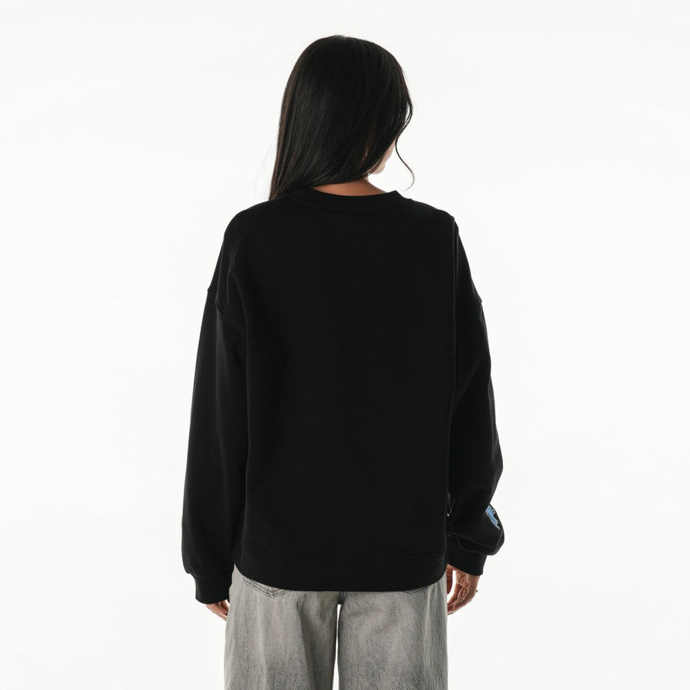 Detroit Lions The Wild Collective Women's Rock Crystal Oversized Crewneck Sweatshirt Black