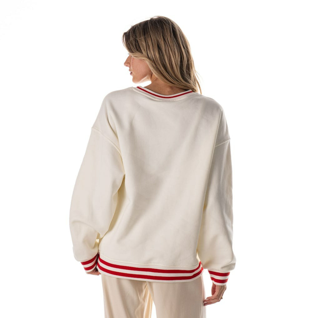 Kansas City Chiefs The Wild Collective Women's Oversized Vintage French Terry Sweatshirt Cream