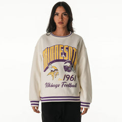 Minnesota Vikings The Wild Collective Women's Oversized Vintage French Terry Sweatshirt Cream