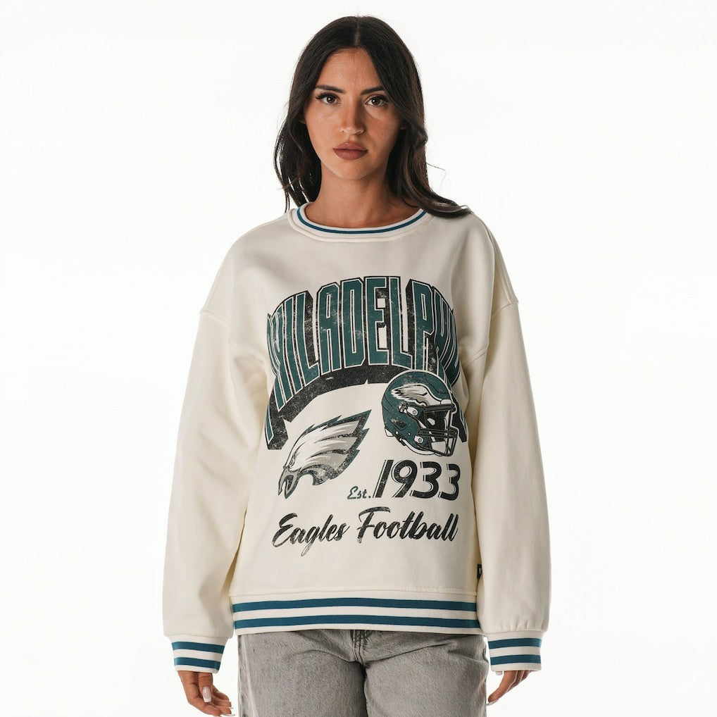 Philadelphia Eagles The Wild Collective Women's Oversized Vintage French Terry Sweatshirt Cream